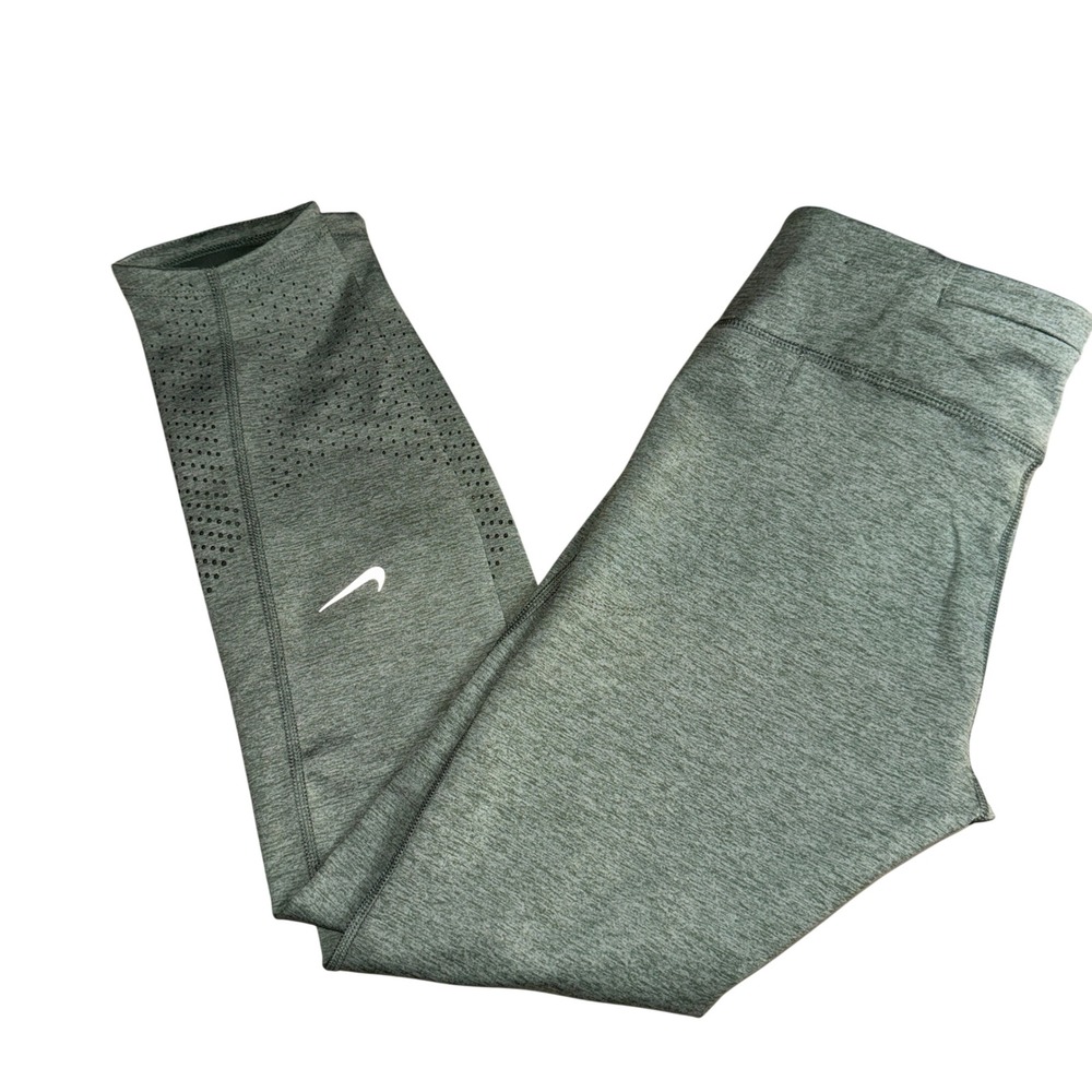 Nike Running Leggings Medium Green Dri-FIT Power Perforated Tights new with tags